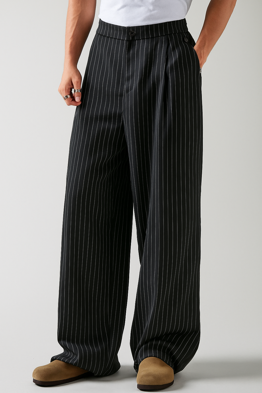 Black Pinstriped Pants